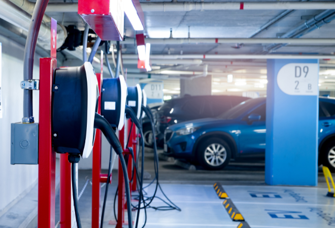 EV charging Station in Parking Lot