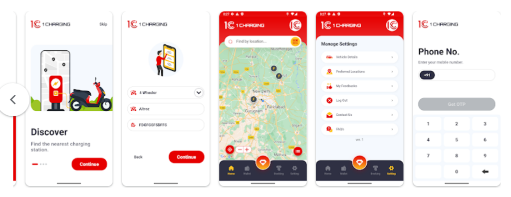 1C EV Charging App Features