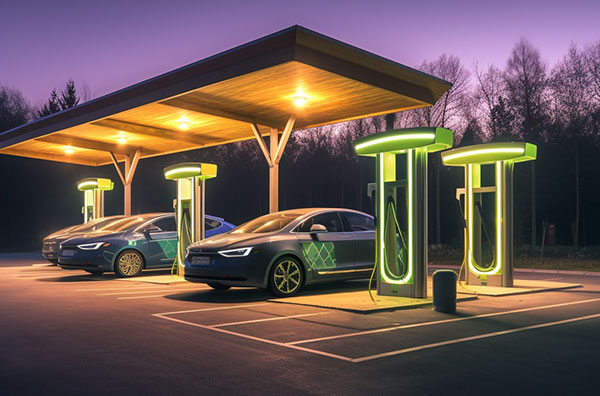 EV Charging Station at Night